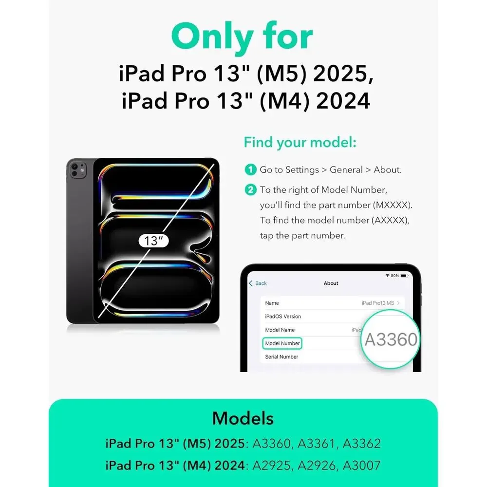 ESR for iPad Pro 13 Inch Case (M5/M4) 2025/2024, Rotating Case with Removable Ma - Picture 9 of 13